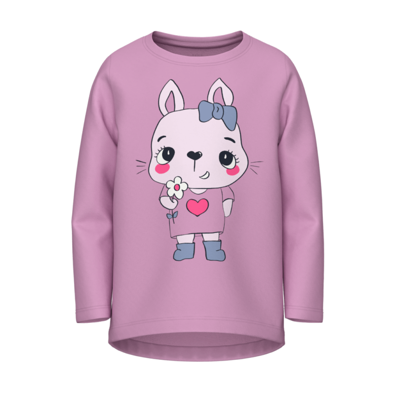 Name It Παιδικές Μπλούζες 13224958 - Ροζ - Pastel Lavender Cute Bunny With Flower