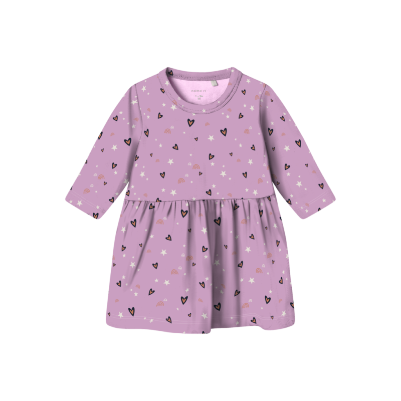 Name It Παιδικά Φορέματα 13226057 - Ροζ - Pastel Lavender Hearts